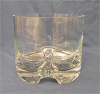 Heavy bottom clear glass bowl w/ polished edge,