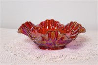 Pink Carnival Glass Candy Dish