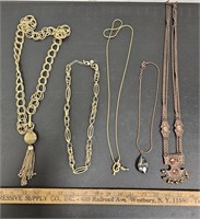 (5) Gold & Bronze Tone Women's Necklaces