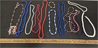 Quantity Red, White & Blue Beaded Jewelry