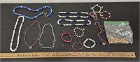 Quantity Hand Beaded Red, White & Blue Jewelry-