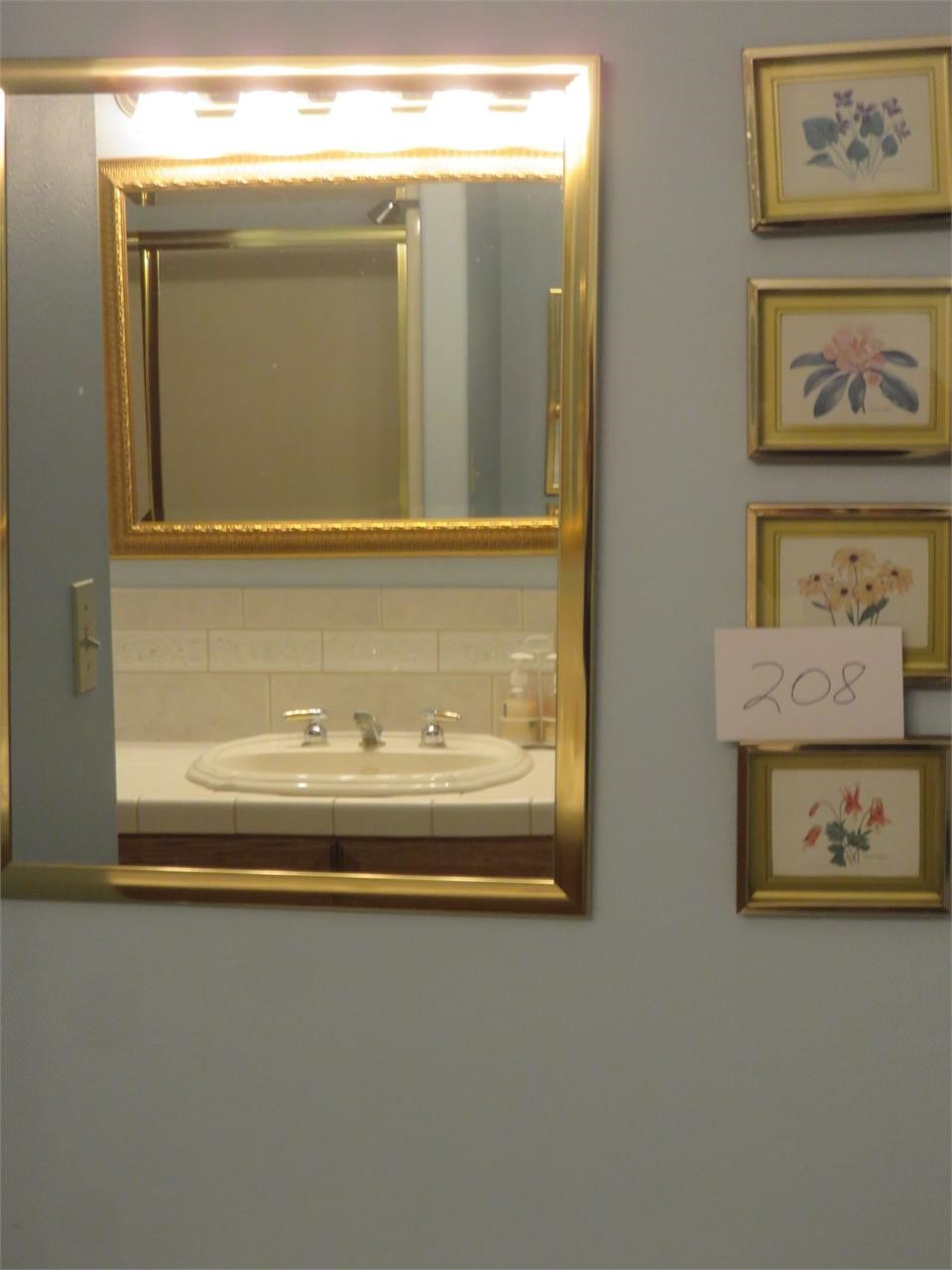 mirror, 4 small pictures