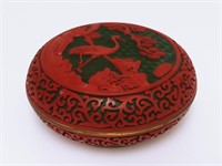 Vtg Chinese Red Cinnabar Carved Lacquered Box