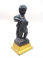 Vtg Borgchese Black & Gold Plaster Cherub Figurine