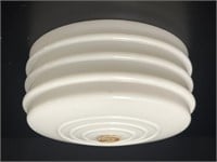 Retro Ribbed White Ceiling Dome Shade 1940s-50s