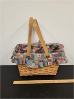 Nice Lined Woven Basket w Handles