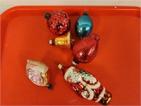 (6) Vintage Christmas Ornaments- Including Shiny