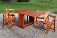 Wood Folding Table W/ Wood Folding Chairs