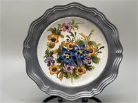B Zinn German Pewter Porcelain Plate