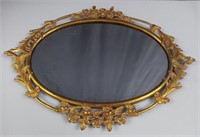 Hollywood Regency Oval Brass Mirror