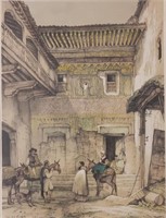 19thC Etching Court of the Mosque, J.F. Lewis 1835