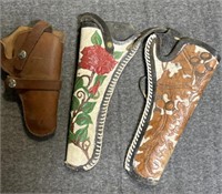 3 Holsters. Hunter 100-12 2 Leather Tooled