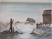 Daigle, Foggy Harbour Seascape, Acrylic on Canvas