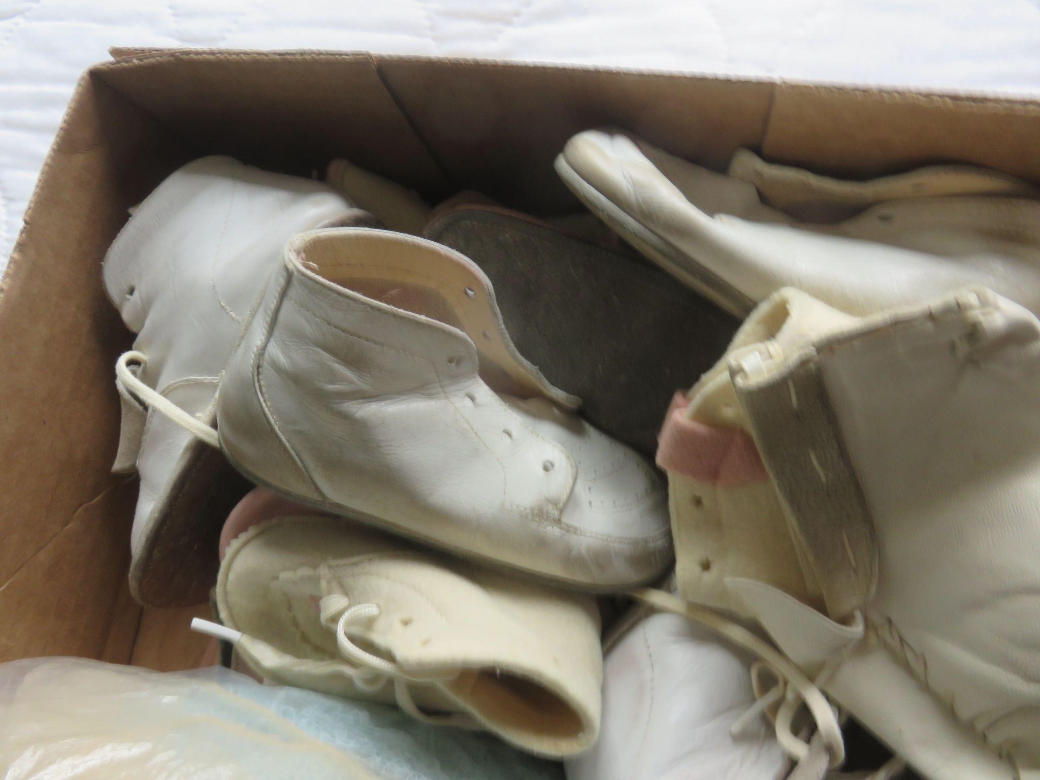 Baby shoes, vintage white shoes