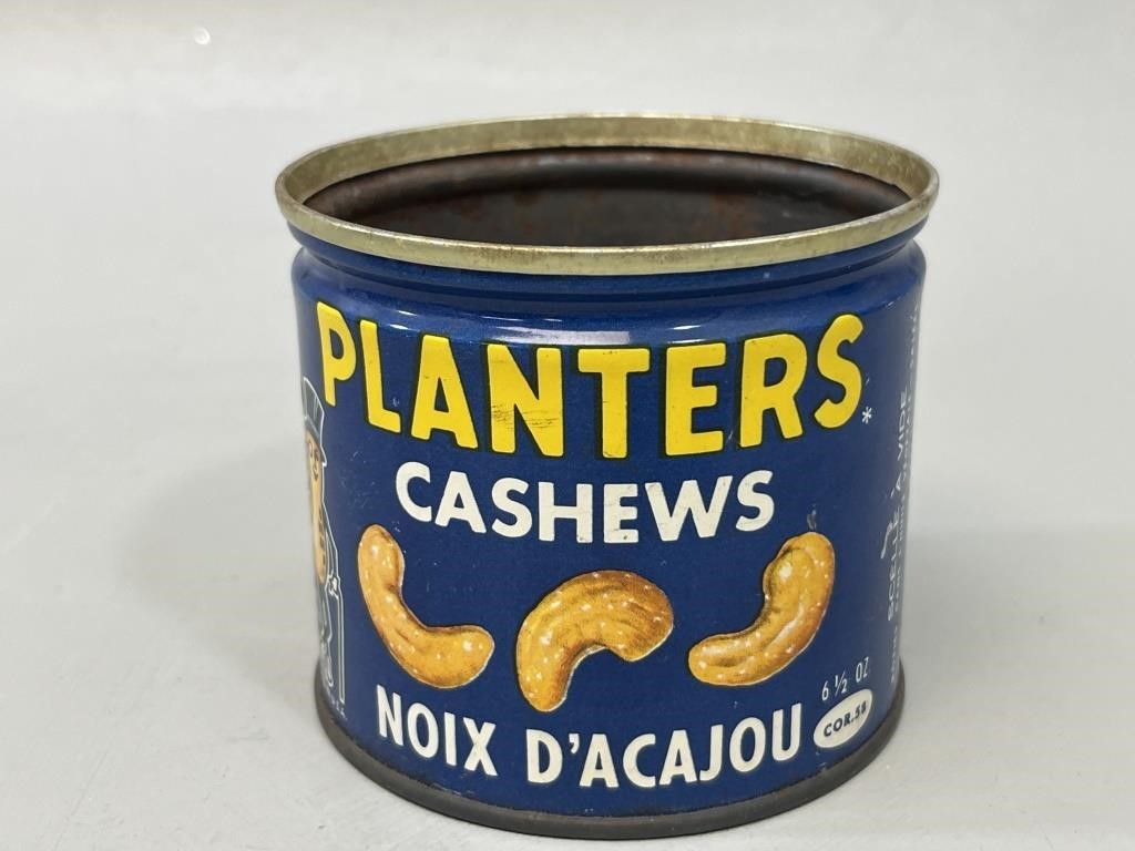 Planters Cashews Noix D’Acajou Tin Can VTG