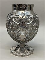 Chrome Cased Glass Globe Vase VTG