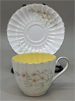 Susie Cooper Yellow Scalloped Floral Teacup &