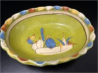 Artisan Green Cactus Bowl Folk Art Pottery Bowl