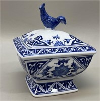 Bombay & Co Chinese Blue Rooster Mantel Bowl