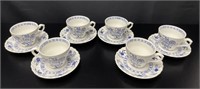 6 J&G Meakin Blue Nordic Teacups & Saucers