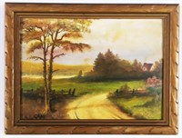 A.E.Gray, English Country Road Landscape, Oil