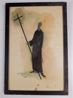 L. Mark, Monk Murder in the Cathedral, Watercolor