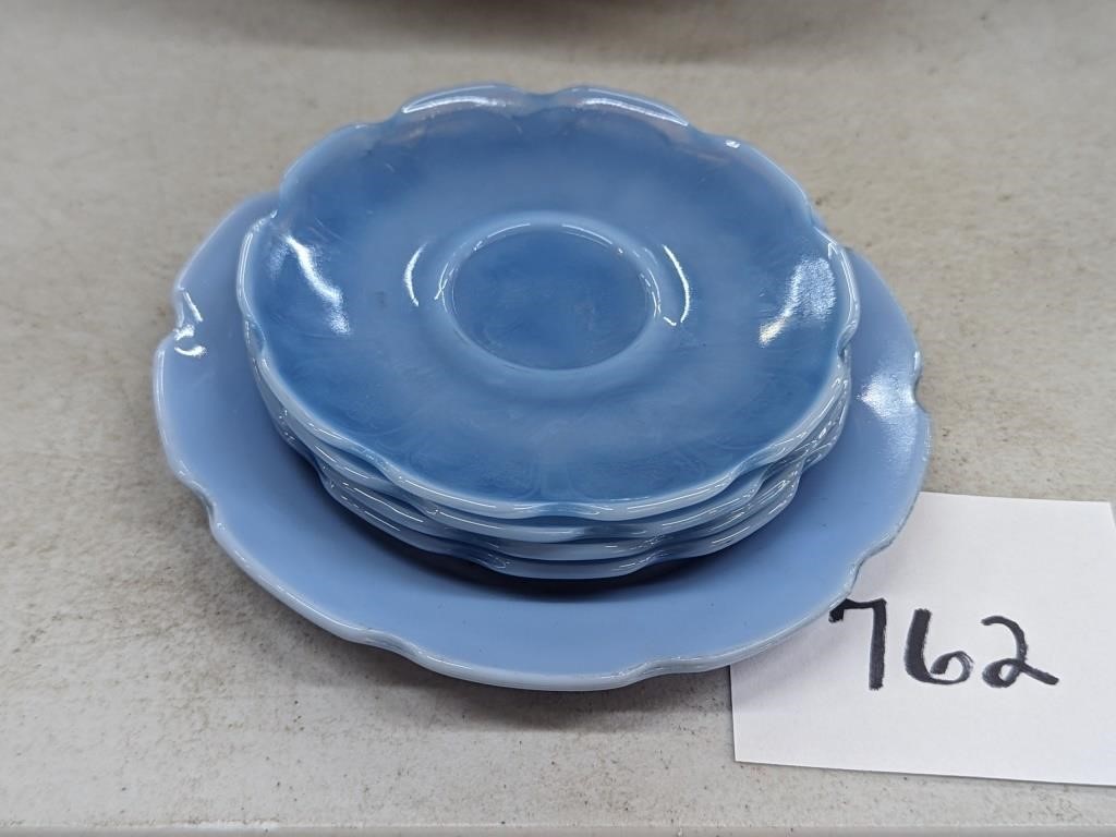Blue Delphite Cherry Blossom Plate and Saucers