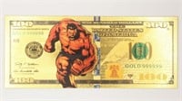 100 Usd Red Hulk 24k Gold Foil Bill