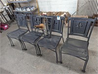 8 Wrought Iron Chairs and Umbrella Stand