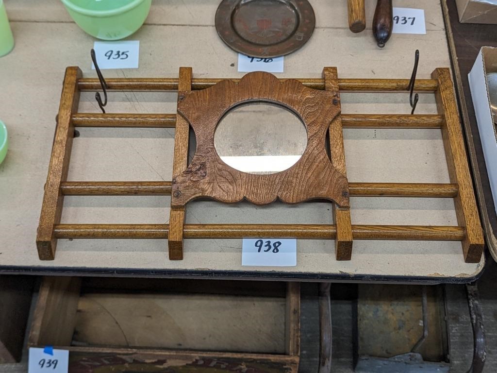 Antique Shaving Mirror and Rack