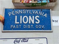 Pennsylvania Lions Metal Sign Plate