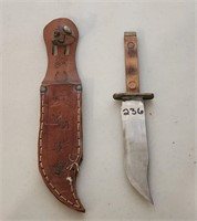 Vintage boot knife with leather sheath