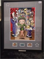 Betty Boop 'Saluting the Troops'  w/Stamps Framed
