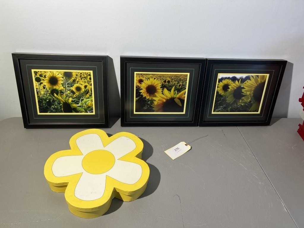 SUNFLOWER THEMED PICTURES AND DISH SET