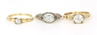 Three Vintage 14K White and Yellow Gold Rings.