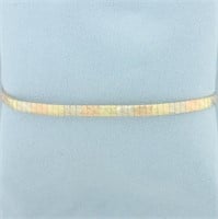 Tri Color Etched Design Omega Bracelet in 14k Yell