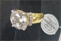 Sterling Silver with Gold overlay Swarovski Ring
