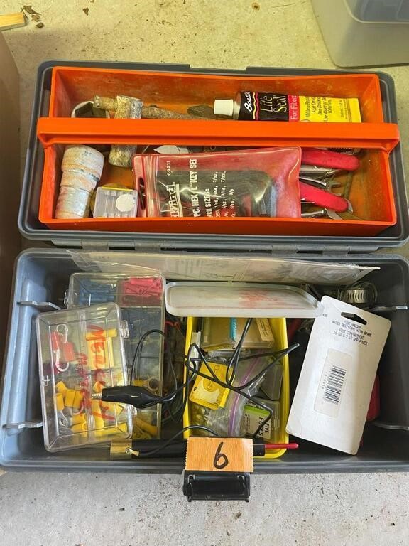 TOOL BOX W/ASST. TOOLS, ELECTRICAL PARTS, FUSES>>>