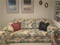 Vintage couch and chair with 3 accent  pillows