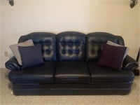 Navy leather style couch 7 feet long 3 removable