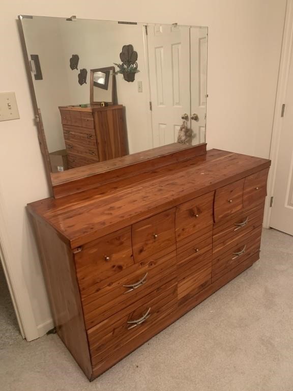 Cedar dresser with mirror 1’5 inches deep 2’8