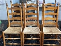 -6 ladderback woven seat  wooden chairs