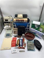 2 calculators, a file box and miscellaneous