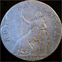 1794 Britannia Earl Howe Halfpenny Conder Token