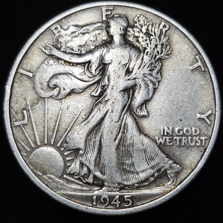 1945 Walking Liberty Half Dollar - Sharp VF/XF