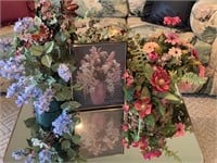 Assorted, fake flower arrangements