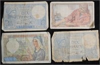 Lot of 4 France WWII Notes