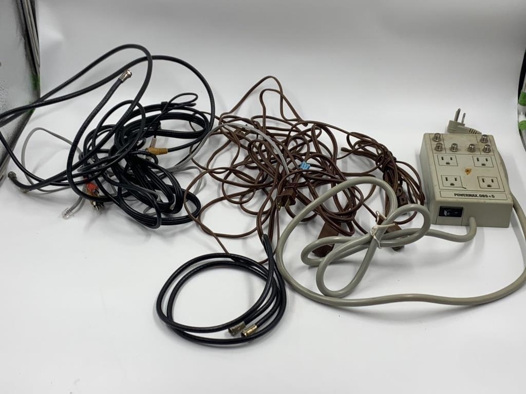 Assortment of cables, extension cords and powermax