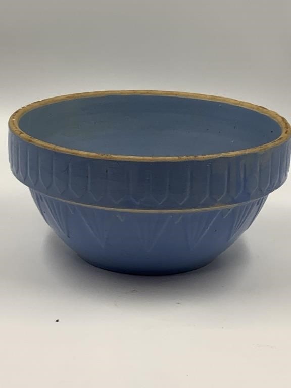 Vintage large blue stoneware mixing bowl