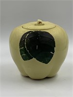 Vintage green apple cookie jar with lid no